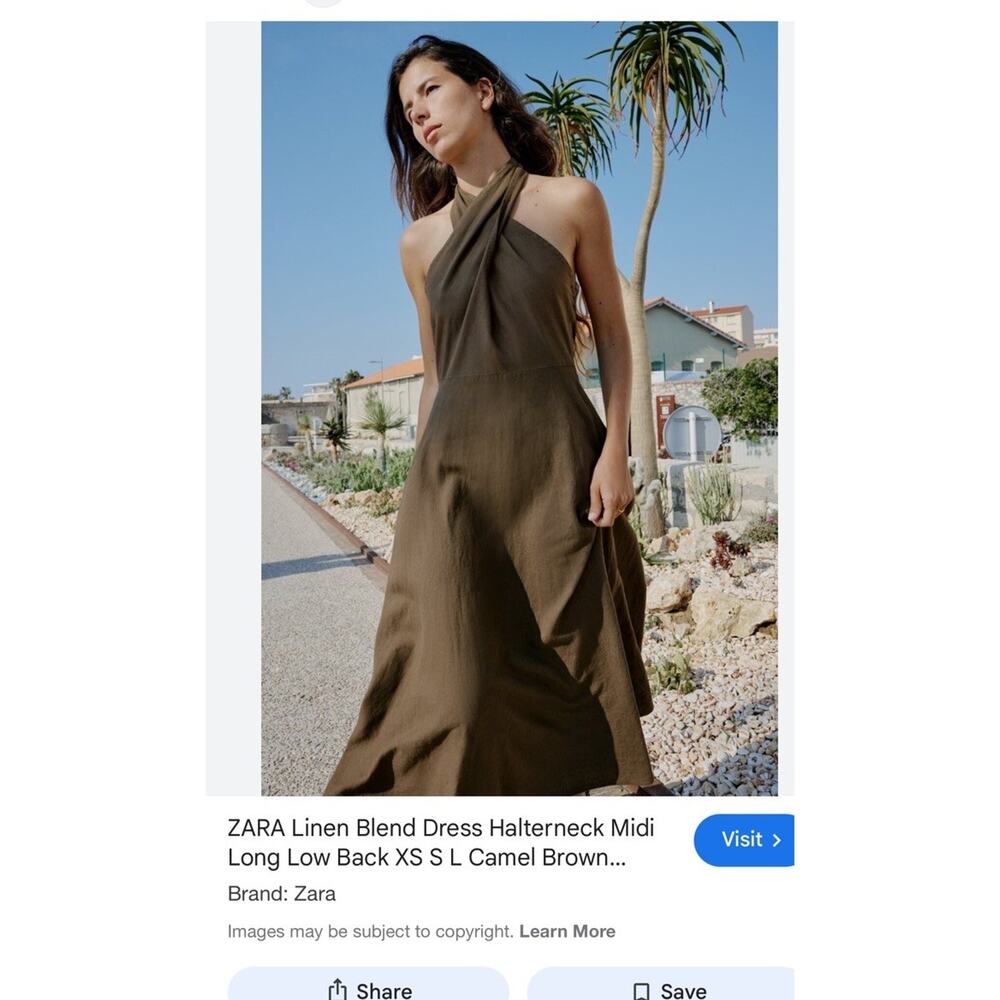 Linen Halter Dress Zara Medium Bark